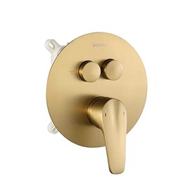 VANFOXLE Push Button Diverter Dual Modes Shower Faucet Valve Brushed Gold(Rough-in Valve Body and Trim Included)-1700A2