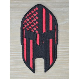 USA AMERICAN FLAG SPARTAN HELMET TACTICAL HOOK BLACK OPS RED MORALE PATCH