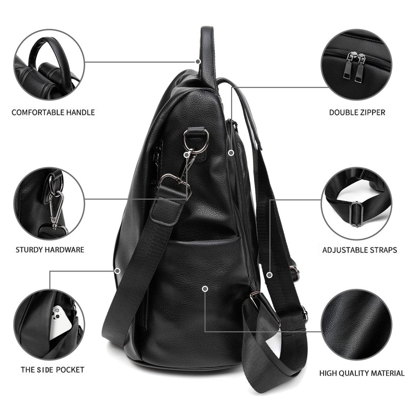 PINCNEL Women Backpack Purse Waterproof Nylon Anti-theft Rucksack Lightweight Shoulder