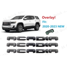 GMC 3PCS Matte Black Door Rear Tailgate Acadia OVERLAY Emblem Fit 2020-2023 Acadia