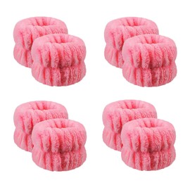 Xinwoxun 8 Pcs Women Face Wash Wristbands Microfiber Wrist Washband Spa Washband Wrist Towels for Washing Face, Prevent Water Running Down The Arms (Red, A)