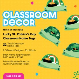 Big Dot of Happiness Lucky St. Patrick's Day - DIY Blank Paper Desk or Locker Labels - Classroom Name Tags - Set of 32