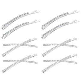 8PCS Rhinestone Bobby Pins Rhinestone Silver Metal Hair Clips Crystal Hair Clips Sparkling Hair Accessories for Brides Girls 2 Styles