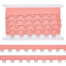 BENECREAT 4.57m/5 Yards Light Coral Grommet Trim with Gold D Rings, 26mm/1 Inch Polyester Grommet Eyelet Twill Tape Trim Metal Eyelet Ring Ribbon Strip for Sewing Crafts Making