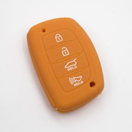 LIGHTKOREA 4 Button Remote Smart Key Chain Silicone Case Cover for Hyundai Tucson 2016 2017 Elantra 2016 2017, Sonata 2015 2016 2017 (Orange)