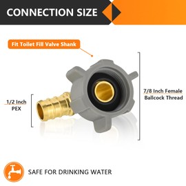 HeSun 5-Pack PEX Fittings, 1/2" Pex x 7/8" BC (Toilet Ballcock) Swivel Elbow, Brass Crimp Fitting for Pex Pipes, ASTM F1807