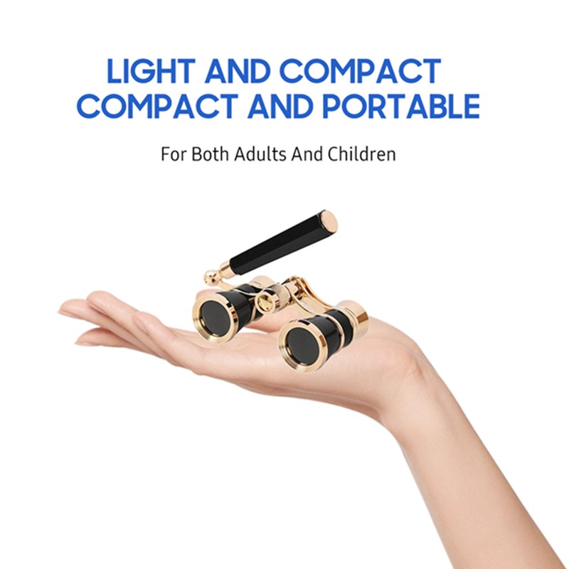 Mini Metal Binoculars 3x25 Lightweight Binocular with Built-in Foldable Handle