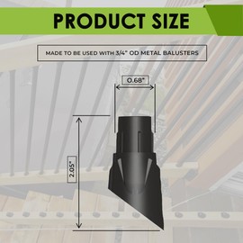FENCE & DECK RITE Adjustable Angle Baluster Connectors for 3/4" Metal Balusters, Made with Black Polypropylene 3/4" Baluster Connector for Stairs & Decks Durable, Easy-to-Install Stair Baluster Shoe