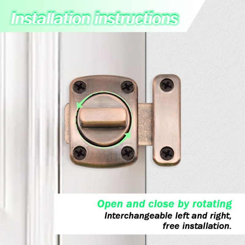 Yosawo Pack of 2 Door Bolt Latch Swivel Bolt Door