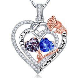 Iefil Mom Christmas Gifts - Gifts for Mom Christmas Unique, Stocking Stuffers for Mom, Mom Birthday Gifts, Mom Gifts from Daughter | Alexandrite Sapphire, June September Birthstone Necklace