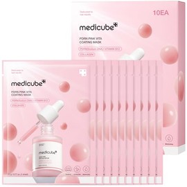 medicube Mascarilla facial rosa con recubrimiento de vitaminas y ADN de salmón PDRN (10 unidades)