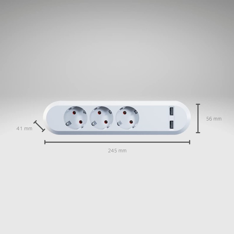 Bachmann 381.801 Power Strip with Integrated 2-Way USB Chargers White