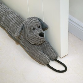 Marwood Under Door Draft Stopper Decorative Wind Stopper 42 inch for Door & Window, Weighted Animal Air Draft Stopper Snake Noise Blocker for Bottom of Door with Hanging Loops - Grey Dog