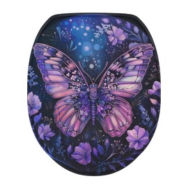Oamsistay Purple Butterfly Toilet Lid Cover Soft Plush Seat Covers Tank Lip Covers Fits Most Toilet Tanks & Lids Bathroom Decoration Accessories
