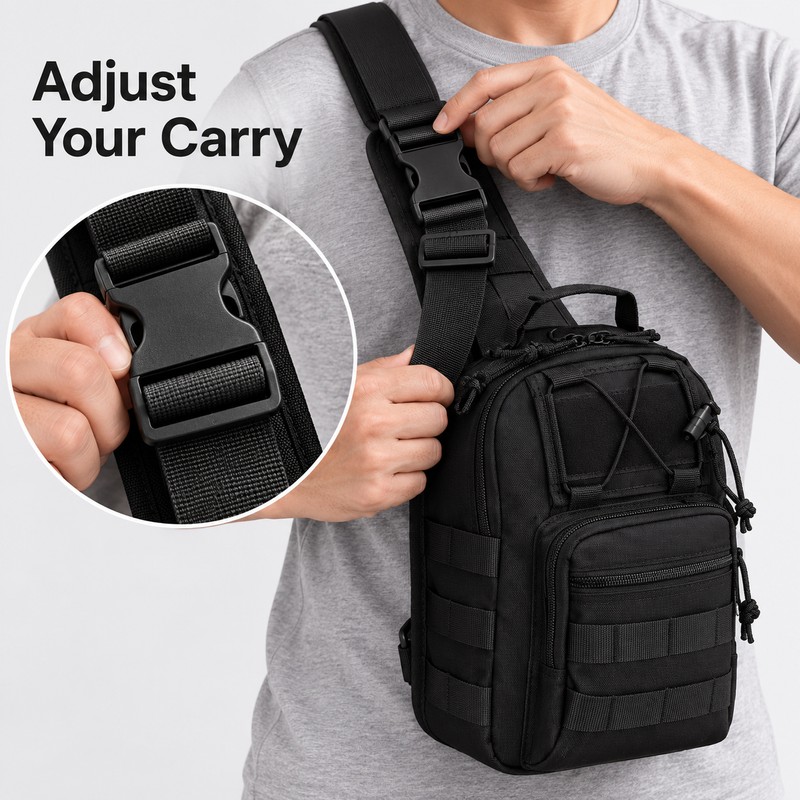 Tactical Sling Bag for Hands-Free Carry – Multiple Zippered Compartments