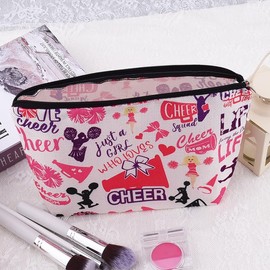 yaozeio Team Cheerleading Makeup Bag Pouch for Coach Cheerleader Cosmetic Bag Organizer for Sister Daughter Christmas Birthday Gifts for Women Giirls Cheer Travel Toiletry Bag Cheerleading Stuff