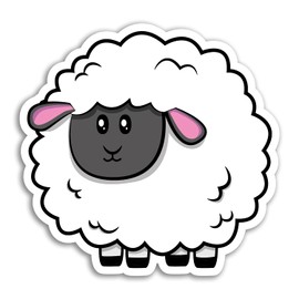 2 x 10cm Wide Cute Sheep Vinyl Stickers - Cartoon Animal Farm Lamb Sticker #29934