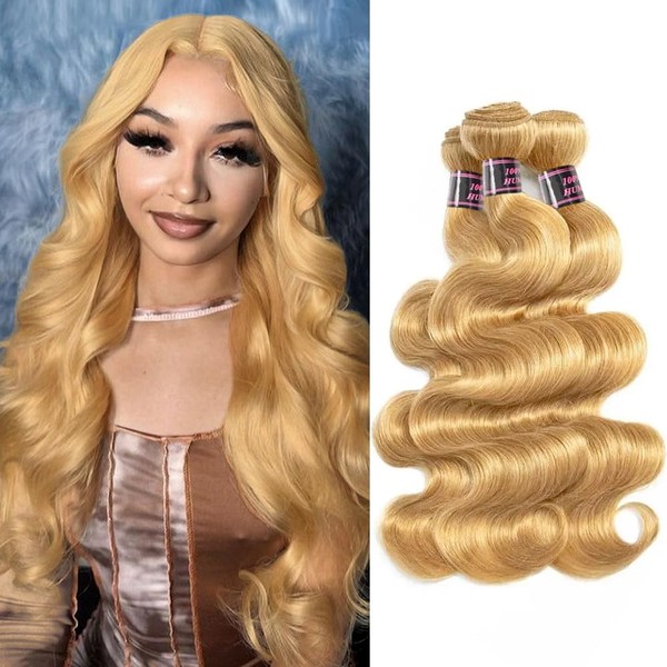 Aopusi Honey Blonde Human Hair Bundles #27 Colored Body Wave