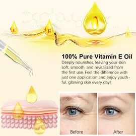 Vitamin E Oil, 60ml Vitamin E Oil for Face & Body Hydrate Moisturizing, Anti-Wrinkle Anti Ageing, Scars and Stretch Marks