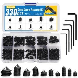 330 Pcs Grub Screws Set,Caianwin 12.9 Grade Carbon Steel Cup Point Hex Screw Set Metric Screws with Allen Key Wrench For Door Handles,Faucet,Light