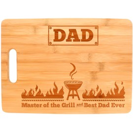 Gifts for Dad Master of the Grill Dad Birthday Gifts for Dad Rectangle Bamboo Cutting Board