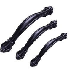 KanDery 6PCS Vintage Cabinet Handles, Furniture Door Pull Handles, Antique Bow Pulls, 96mm Hole Center, Black