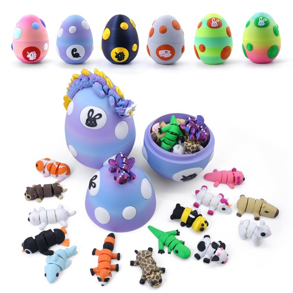 HyBaiS Mystery Mini 3D Printed Articulated Animal Figurines Set with