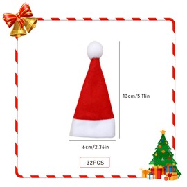 RYAN Pack of 32 Mini Christmas Hats Small Santa Hats Mini Red Santa Claus Hat Santa Claus Cutlery Bag Christmas for Eggs Candy Bottles
