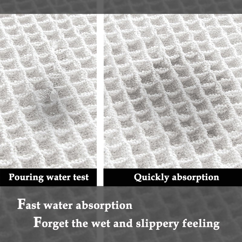 ZALL Waffle Bath Mat White Super Absorbent Non Slip Bathroom