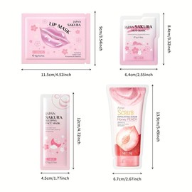 Sakura Skin Care Kit, 20pcs/set Moisturizing Facial Mask & Lip Mask & Mud Mask & Facial Scrub, Hydrating Skin Care Products for Women, Christmas Gift