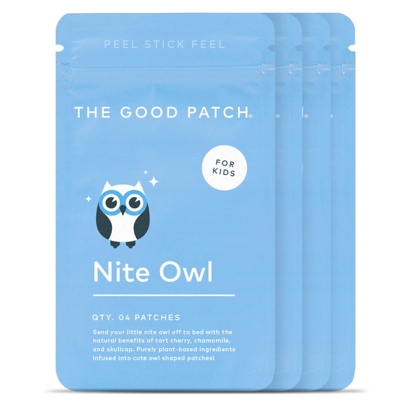 The Good Patch Nite Owl Patch is Perfect for Children’s Bedtime with 3 Natural Ingredients: Tart Cherry, Chamomile, and Skullcap. Plant Based (24 Total Patches)