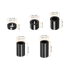 PATIKIL Round Spacer Washer Set, 100 Pack Nylon 2,5,8,10,12mm Length for M4 Screws Block 3D Printer TV Wall Mounting Electrical Outlet, Black