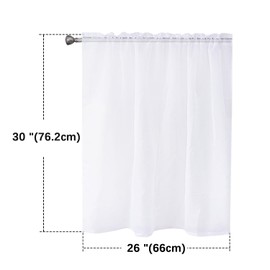 SpaceDresser White Kitchen Sheer Valance Curtains 30 Inch, Voile Sheer Cafe Curtains for Bathroom Farmhouse Country Light Filtering Short Window Curtain 1 Pair 2 Panels(White,26 W x 30 L)