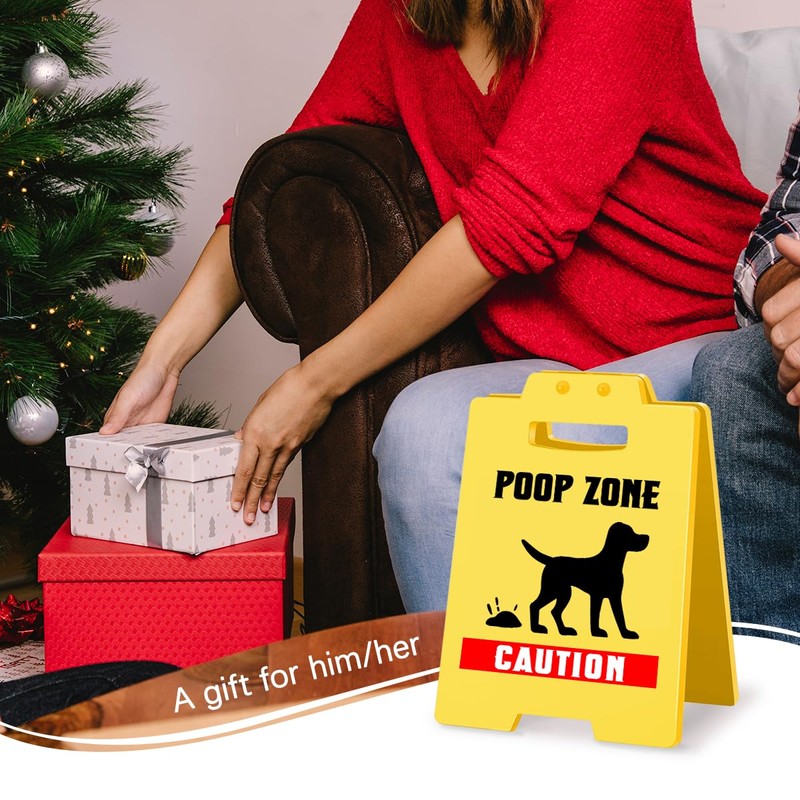 MQCLYSG Funny Dog Poop Zone Warning Caution Yellow Sign,Pet Excrement