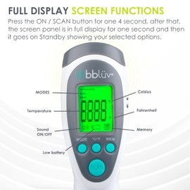 bblüv Termö - 4-in-1 Infrared Digital Thermometer for Kids and Adults, Forehead and Room Temperature Measurement, Fever Alert