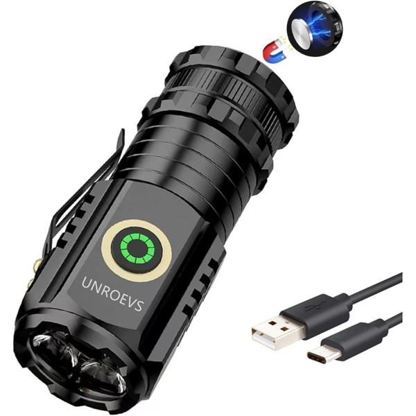 Mini LED Flashlight Rechargeable USB C Charging, Small Flashlights Powerful