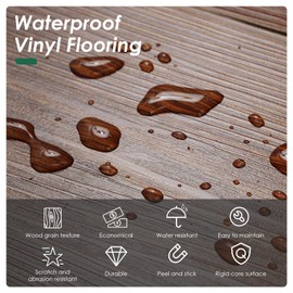 VallisCo 36-Pack Peel and Stick Vinyl Flooring - Self-Adhesive Waterproof Vinyl Flooring for Bedroom, Kitchens, Living Spaces, Unique Design, Easy to Install Floor Covers 54 Sq. Ft Red Brown