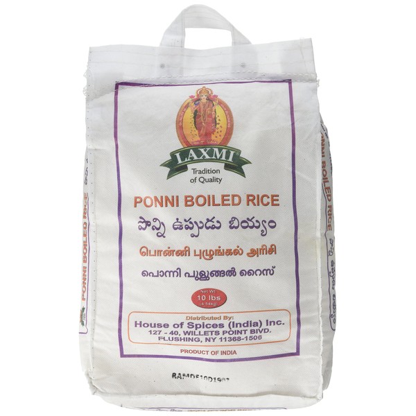 Laxmi All-Natural Ponni Boiled (Like Gold) Rice, 10 Pounds