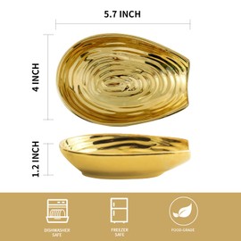 Hasense Spoon Rest for Stove Top, Ceramic Gold Spoon Holder for Stove Top and Kitchen Counter, Large Stable Heat-resistant Utensil Rest for Cooking, Spatula Ladles Tongs, Home Kitchen Decor, 1 PC