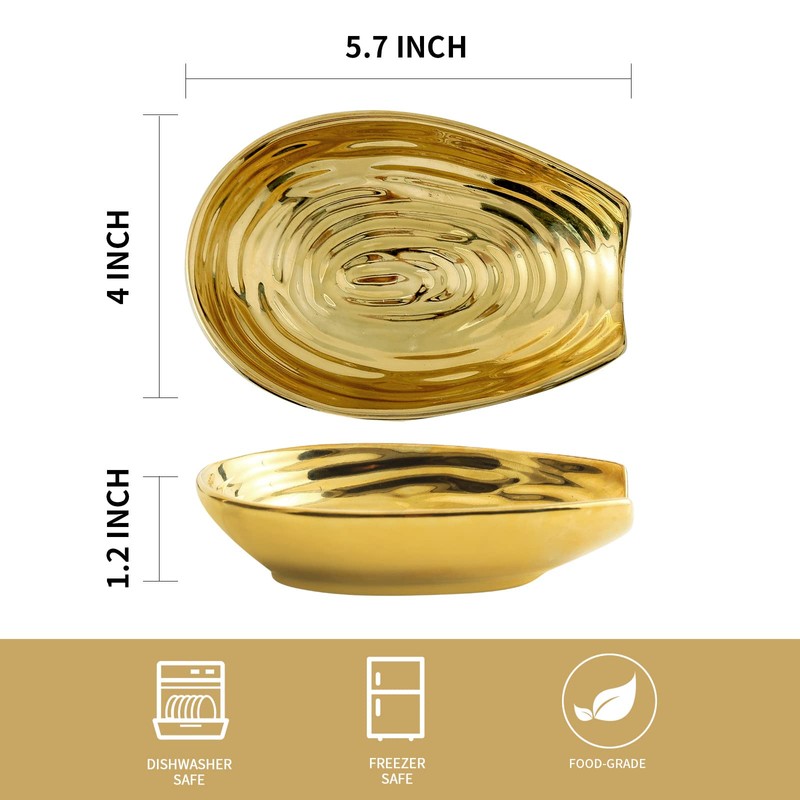 Hasense Spoon Rest for Stove Top, Ceramic Gold Spoon Holder