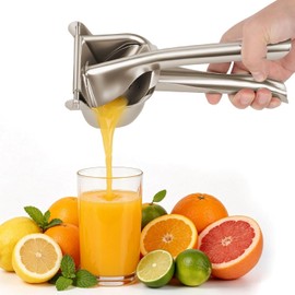 Heavy Duty Metal Lemon Squeezer-Stainless Steel Manual Fruit Juicer Hand Press,Handheld Juicer Extractor for Orange Lime Citrus Presser Max Juice Output,Effortless Squeeze,Dishwasher Safe