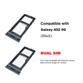 2 PCS for Galaxy A52 5G Dual SIM Card Tray Replacement, Dual SIM Card Slot Holder Compatible with Galaxy A52 5G (Black)