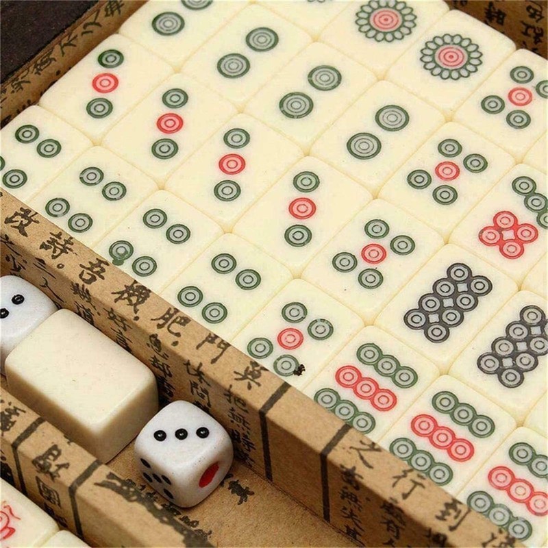 Vintage Mahjong Rare 144 Tiles Mah-Jong Set Bamboo Piece W/English