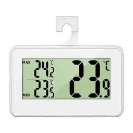 Refrigerator Thermometer, INRIGOROUS Refrigerator Thermometer, Minimum Highest Thermometer, Digital Temperature, Monitor with Hanging Hook, Retractable Stand and Magnetic Back (White)