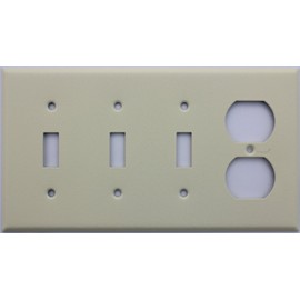 Ivory Wrinkle 4 Gang Wall Plate - 3 Toggle Switches 1 Single Duplex Outlet