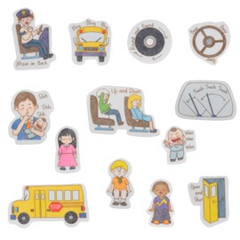 CHEFAN Pre Cut Felt Piece, Felt Board Story Pieces, Wheels on School Bus, Flannel Board Story Pieces for Preschool Toddlers