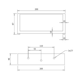 woplus Rectangular Furniture Feet | Furniture Leg, Cabinet Foot & Sofa Feet - Matte Black, H: 87mm, W: 200mm (Black Matt 1 PC)