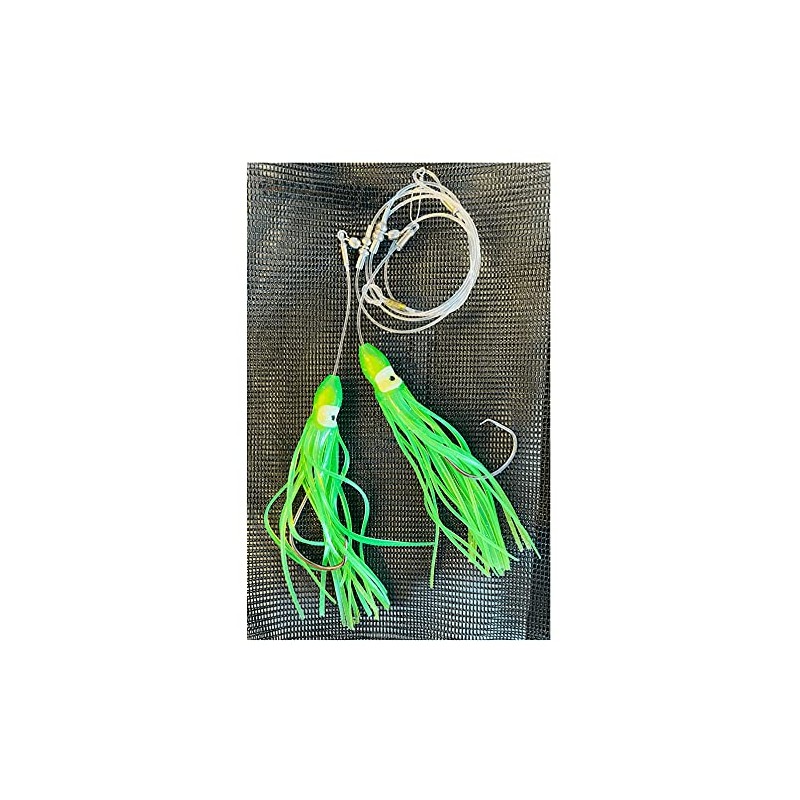 Deep Drop Bait Rig (with Skirts) (Green and White Skirt,