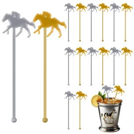 Sunnychicc 30 Pcs 6 Inch Derby Drink Stirrers Swizzle Sticks for Cocktails Coffee Reusable Plastic Horse Racing Drink Stirrers for Derby Decorations Coffee Beverage Party Bar Weddings Events