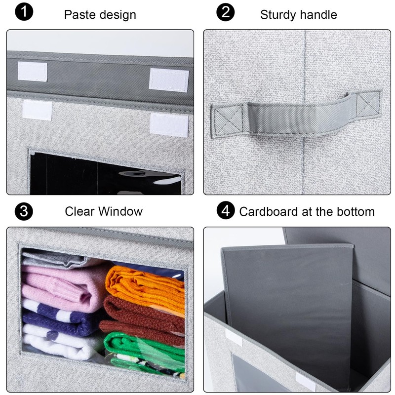 Univivi Univivi Fabric Foldable Storage Boxes [4-Pack] Large Collapsible Stackable